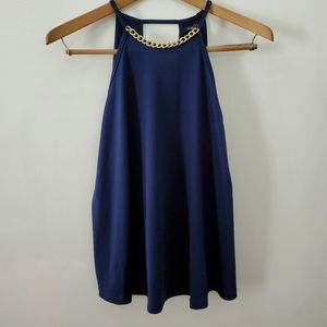 4/$20 🦋 NWT M Rue21 Navy Blue Gold Halter Tank Top
